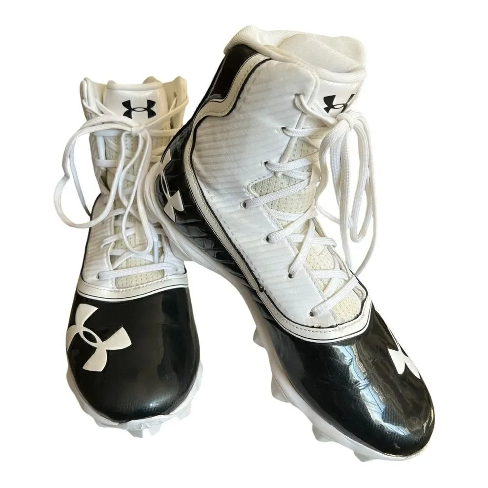 Under Amour Highlight Football Cleats. White/Black. Size: 7.5 Mens